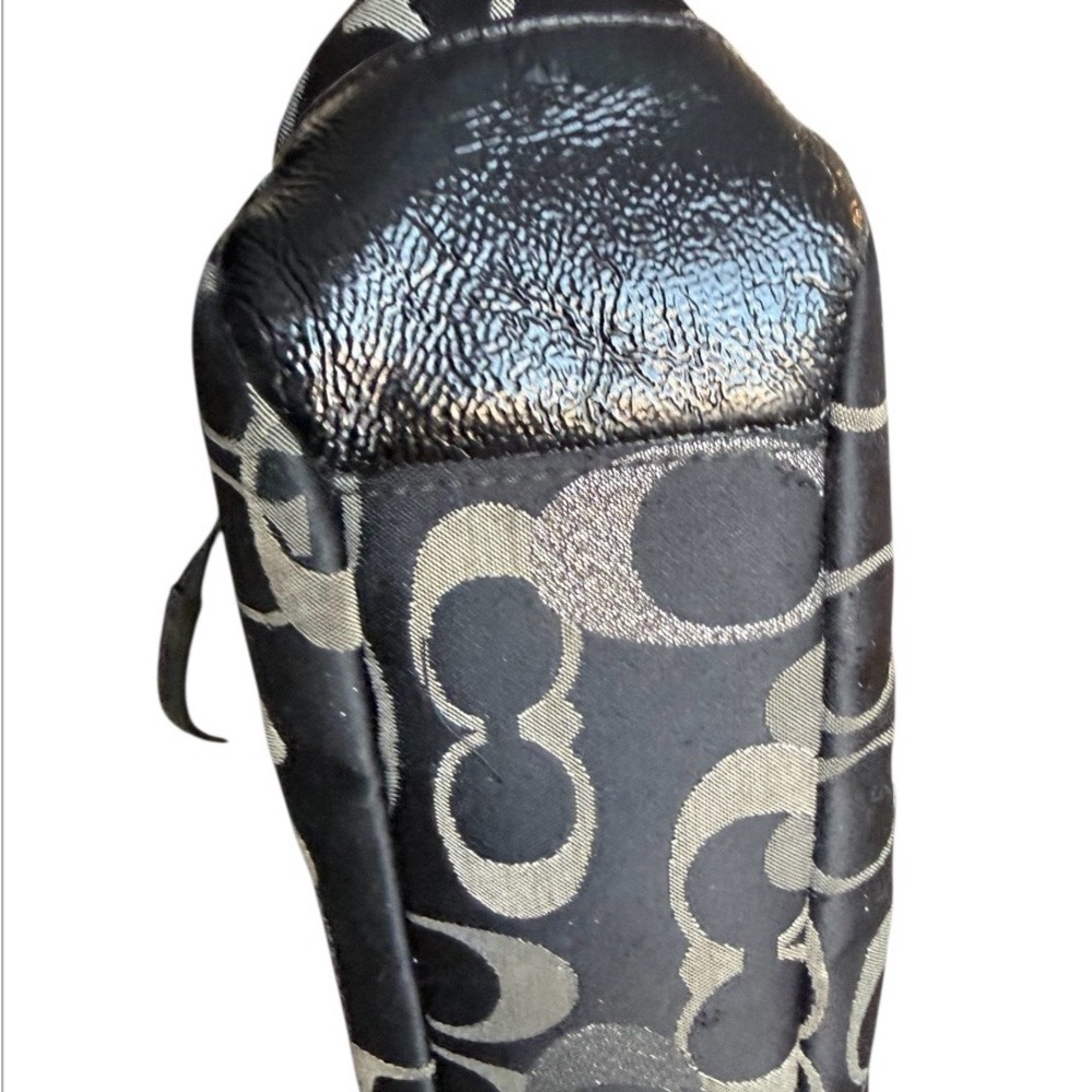 Coach Gallery Optic Signature metallic black & silver canvas tote bag F19675 - Picture 13 of 15